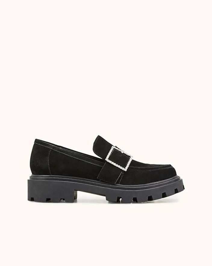 MOCASSIN HABY en cuir velours noir