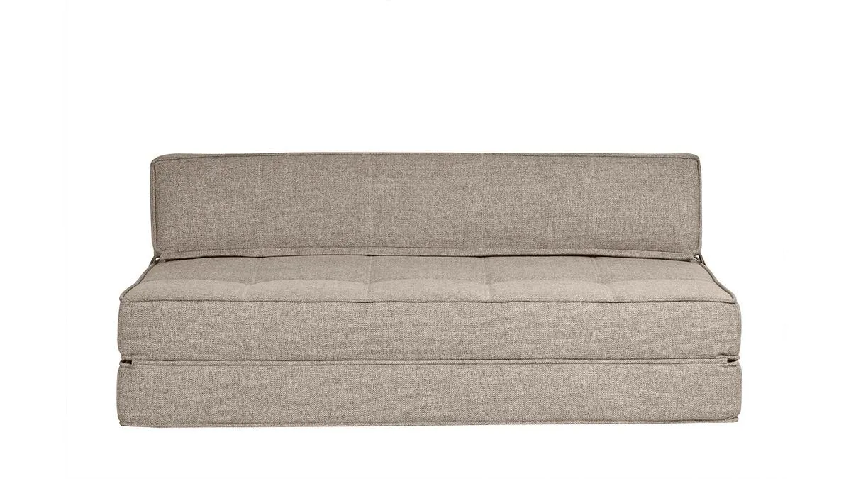 Chauffeuse 2 places convertible en tissu taupe KATY