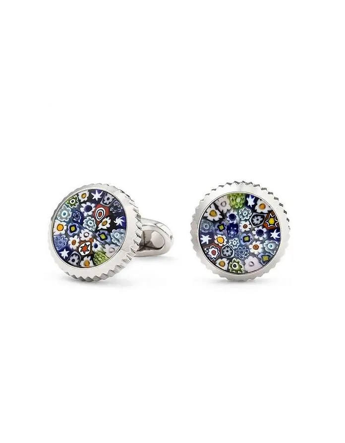 Trezze Brass and Murano Glass Millefiori Cufflinks