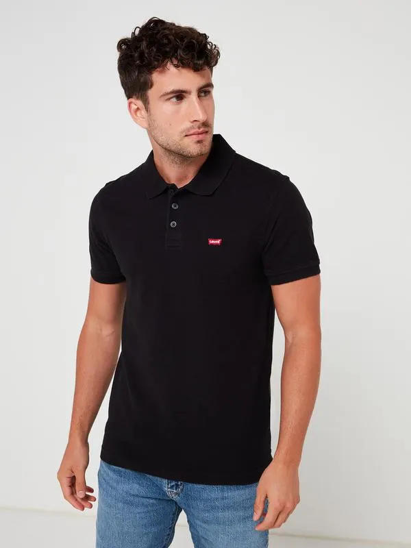 Polo En Maille Piquée 100% Coton Unie - Noir