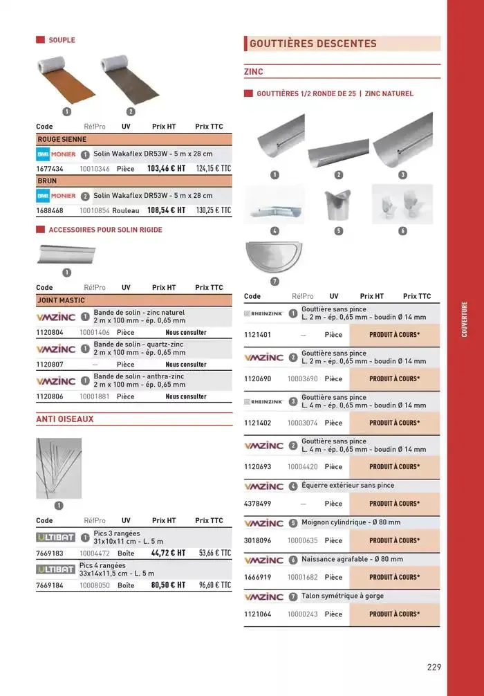 Matériaux 2025 du 1 janvier au 31 décembre 2025 - Catalogue page 229