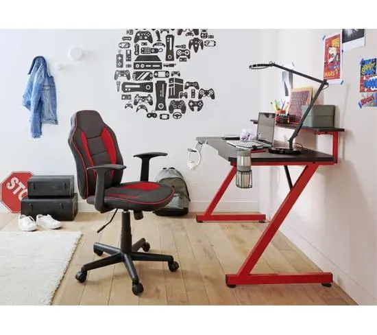 Bureau gamer CODE Noir et rouge