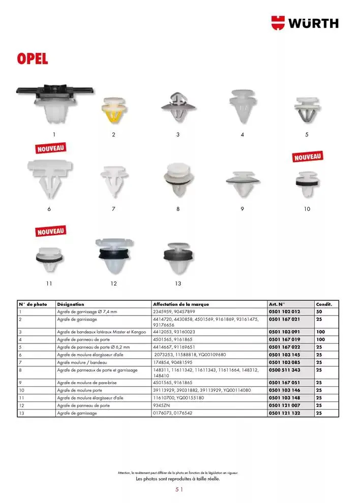 Agrafes de carrosserie du 21 janvier au 31 décembre 2025 - Catalogue page 51