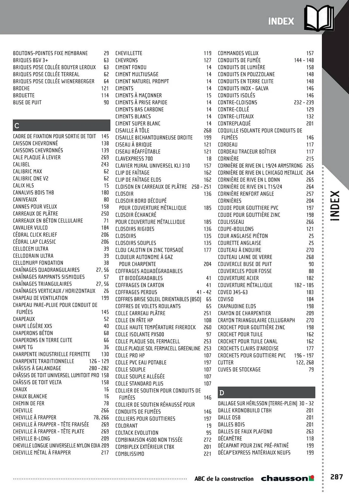 Catalogue Chausson Matériaux du 2 mai au 31 décembre 2025 - Catalogue page 289