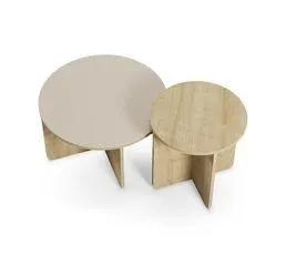 Lot de 2 tables basses HYLLARY imitation chêne