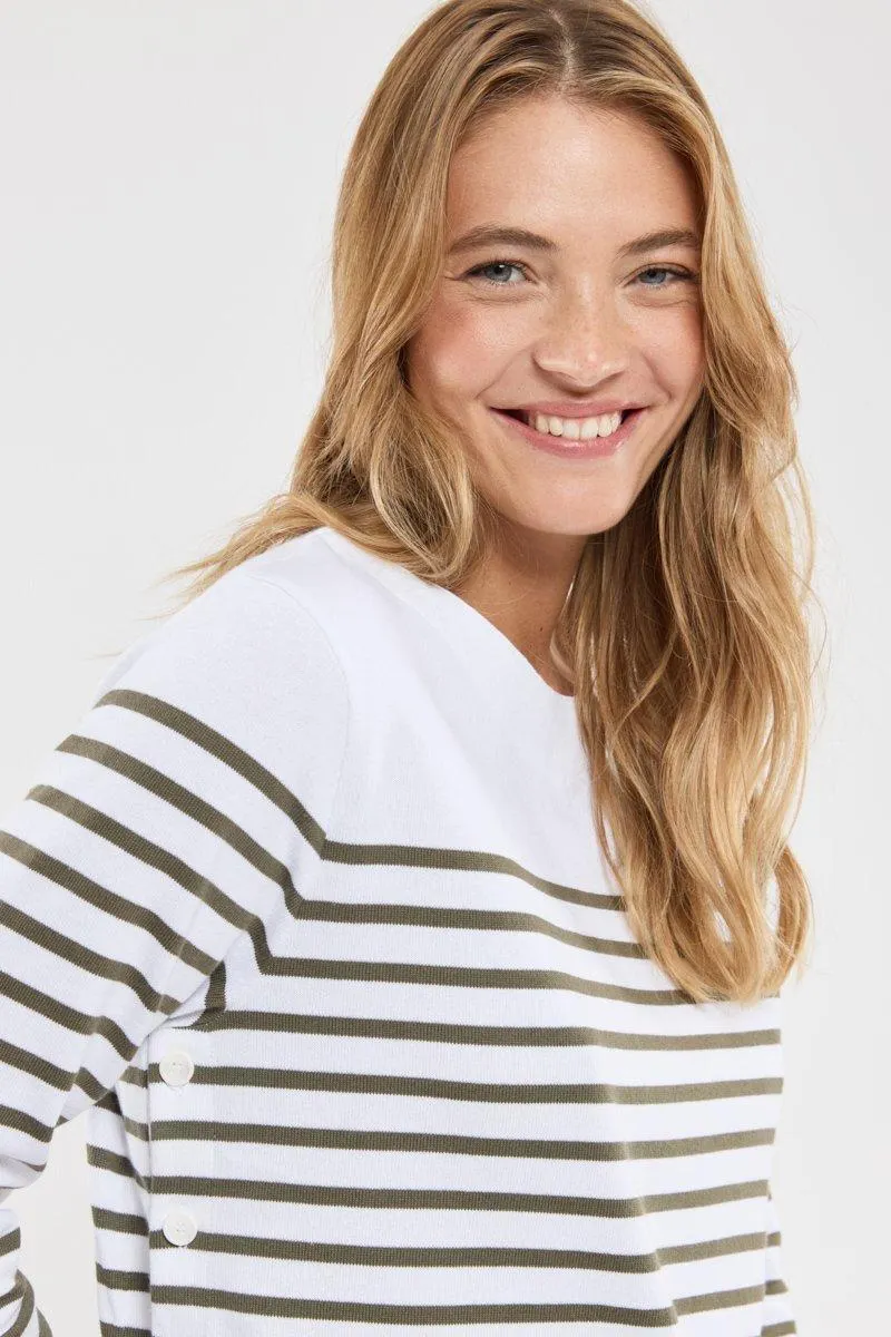 Marinière côtés boutonnés - coton rustique