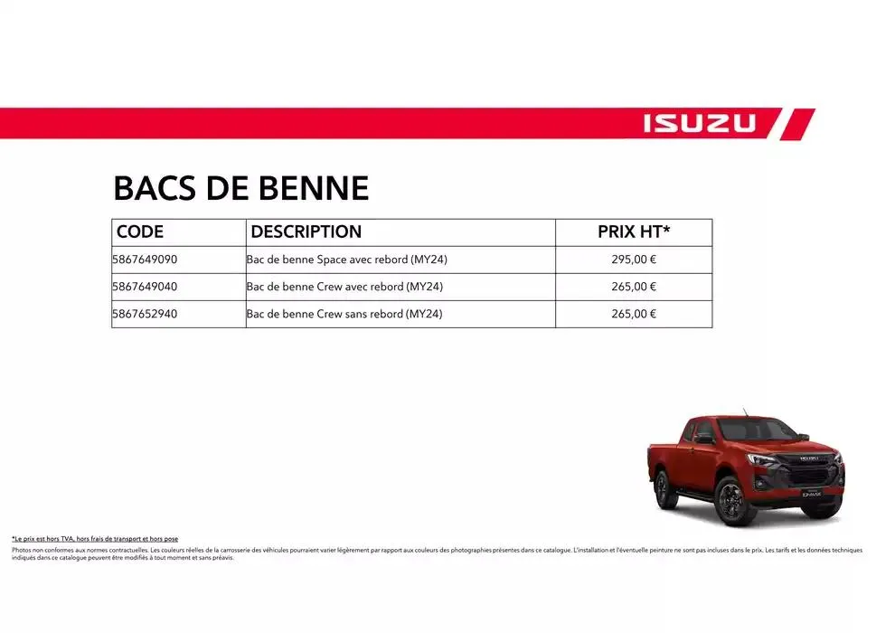 ISUZU SPACE N60B Accessoires du 15 octobre au 15 octobre 2025 - Catalogue page 25
