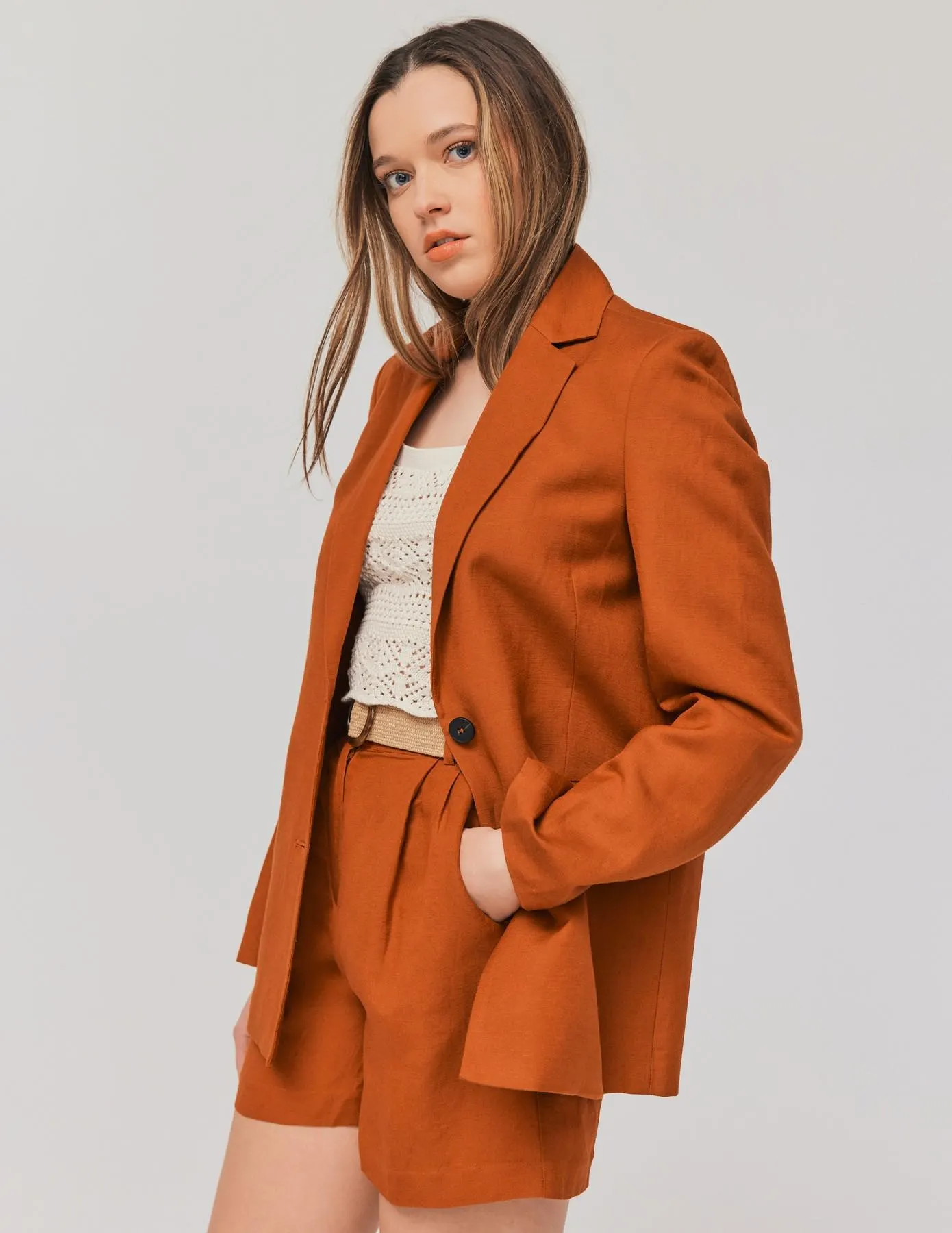 Veste blazer en lin - Marron