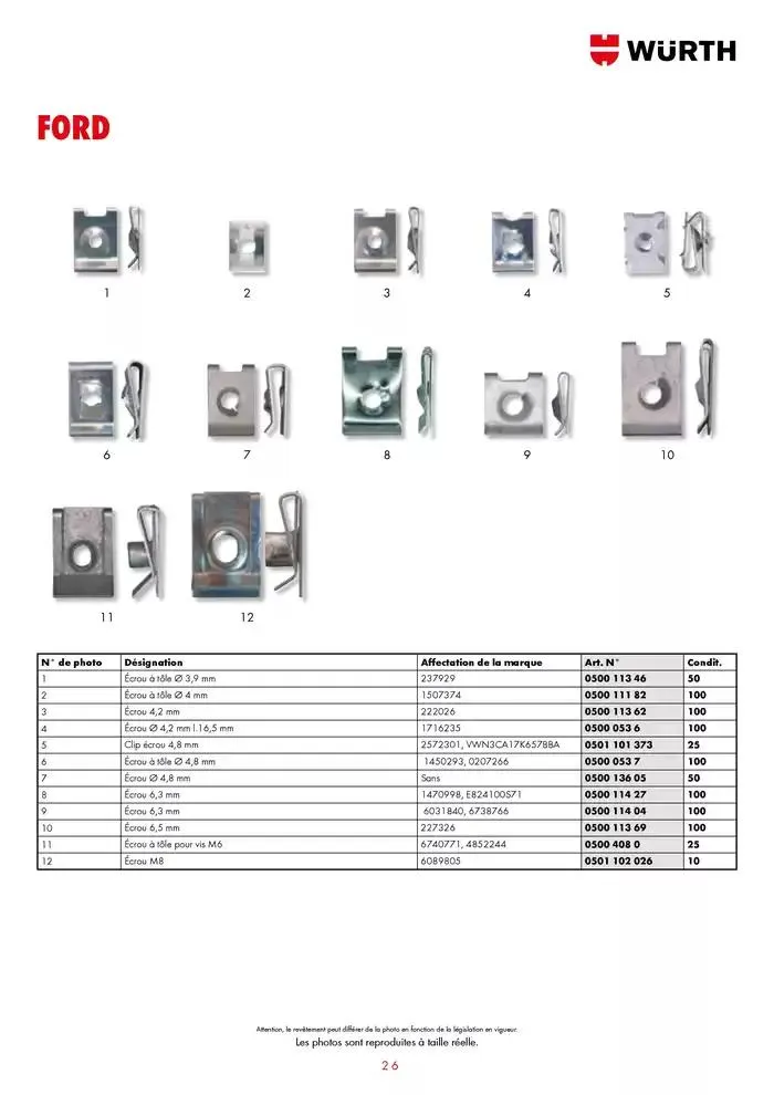 Agrafes de carrosserie du 21 janvier au 31 décembre 2025 - Catalogue page 26