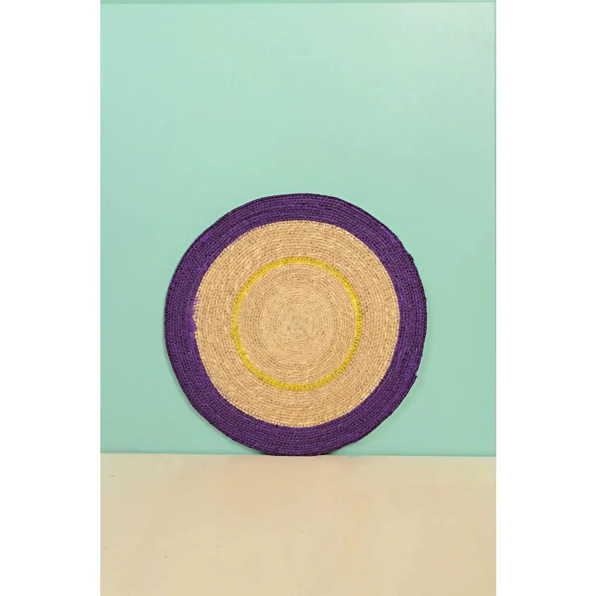 Set de Table Jonc de mer Naturel et Violet 33 cm