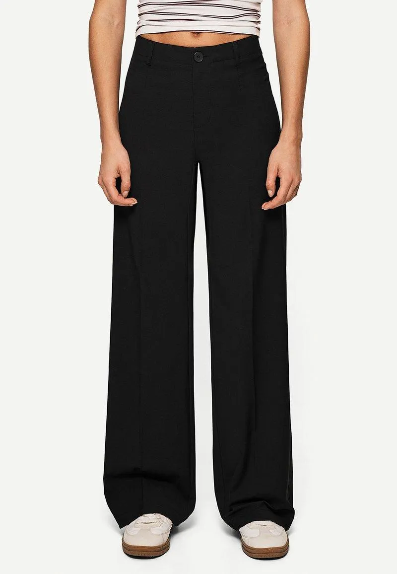 WIDE-LEG TAILORED - Pantalon classique - black