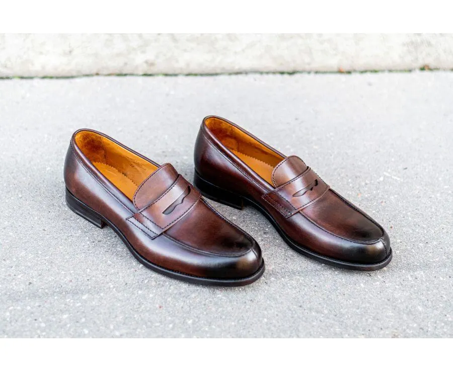 Mocassin homme cuir Chocolat Patiné - WEMBLEY CLASSIC