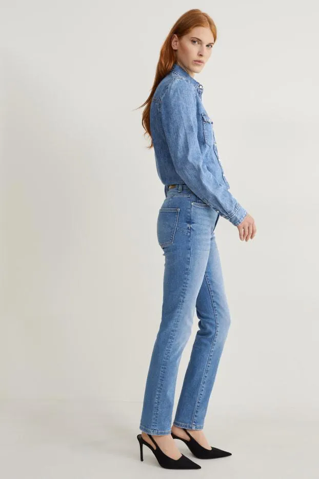 Slim jeans - mid-rise waist - shaping jeans - LYCRA®