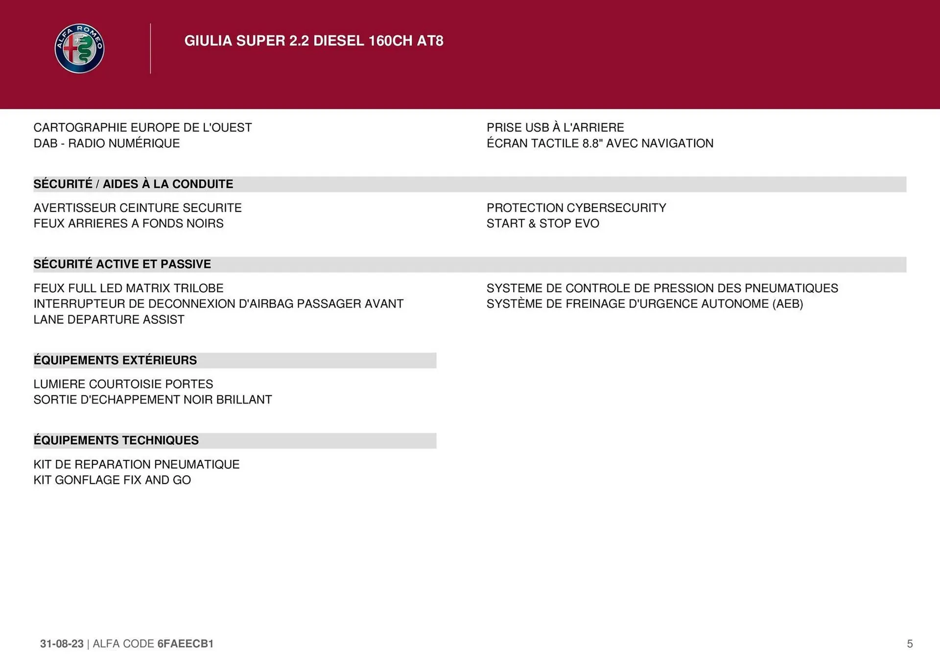 Catalogue Alfa Romeo du 31 août au 30 septembre 2023 - Catalogue page 5