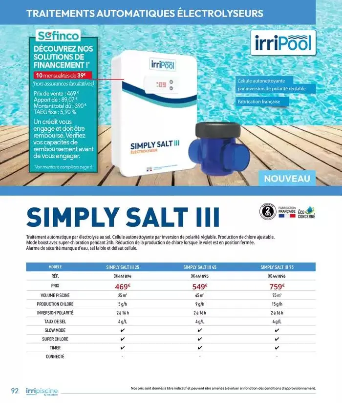 Les plaisir de l'eau Piscine,Spa,Arrosage du 10 mars au 31 décembre 2025 - Catalogue page 92