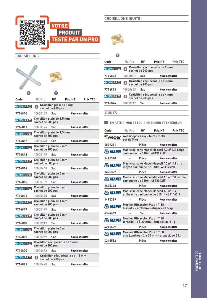 Matériaux 2025 du 1 janvier au 31 décembre 2025 - Catalogue page 371
