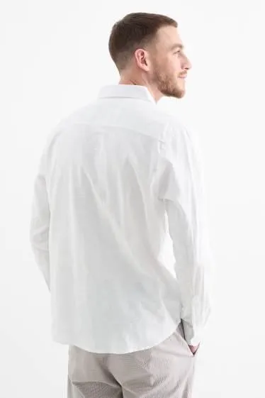 Shirt - regular fit - kent collar - linen blend