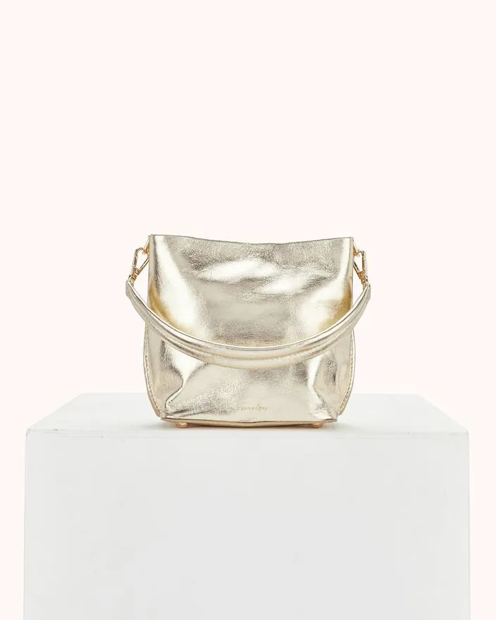PETIT SAC AUREL en cuir métallisé platine