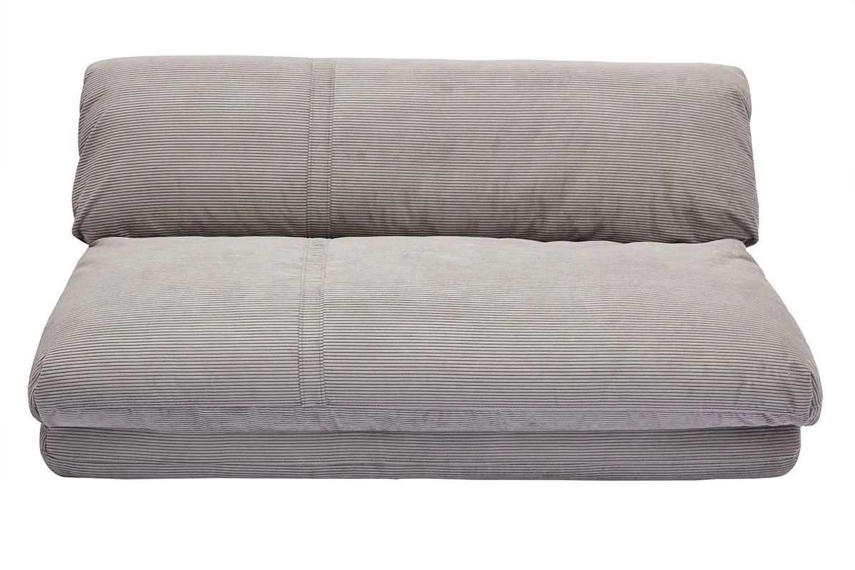 Chauffeuse convertible 2 places en tissu velours côtelé gris clair SPENCER