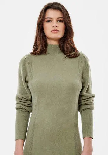 Robe pull kaki femme