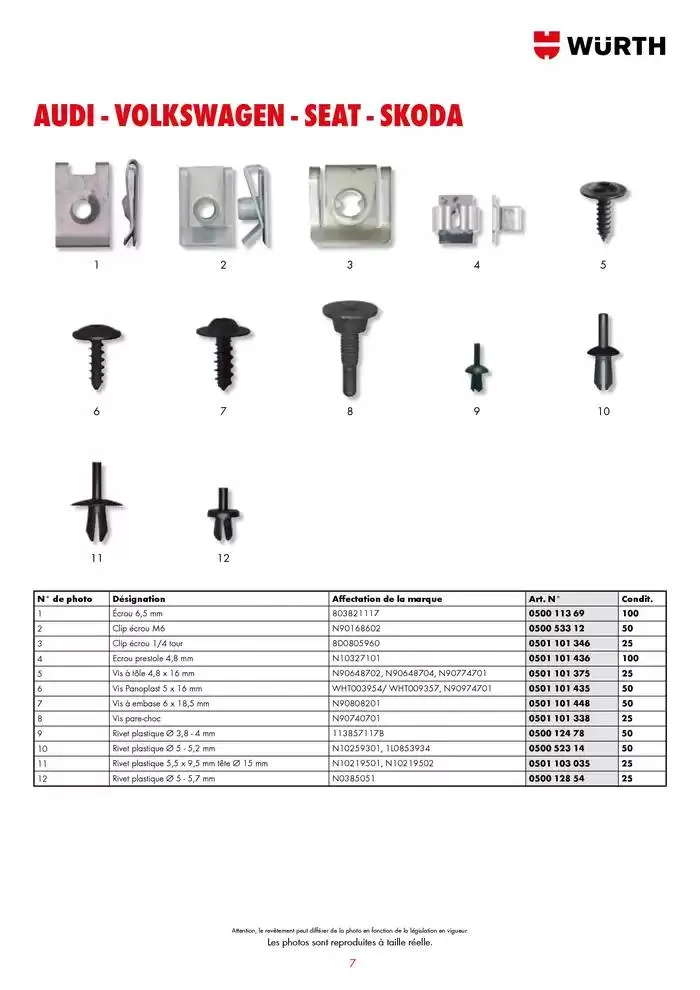 Agrafes de carrosserie du 21 janvier au 31 décembre 2025 - Catalogue page 7