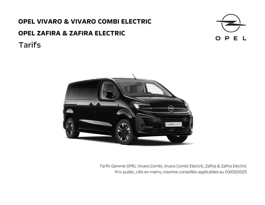 Opel Zafira et Vivaro Combi du 5 mars au 5 mars 2026 - Catalogue page 1