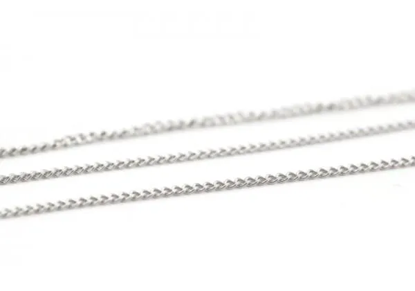 Chaîne Maille Gourmette en Acier Inoxydable - Dim. : 1.2 x 1.1 mm - Couleur Argent (Vendue au mètre)