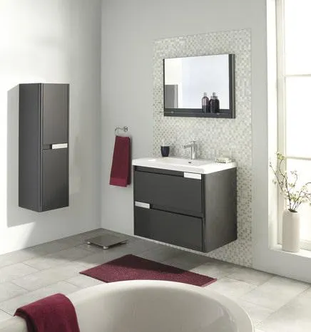 Plan de toilette vasque SALSA, en résine L. 80 x l. 45,9 x H. 17 cm