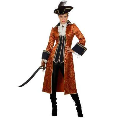 Déguisement Femme – Manteau de Pirate – Orange – Taille au Choix