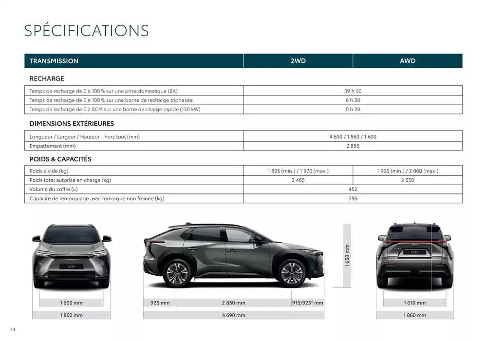 Toyota bZ4X  du 7 janvier au 7 janvier 2026 - Catalogue page 44