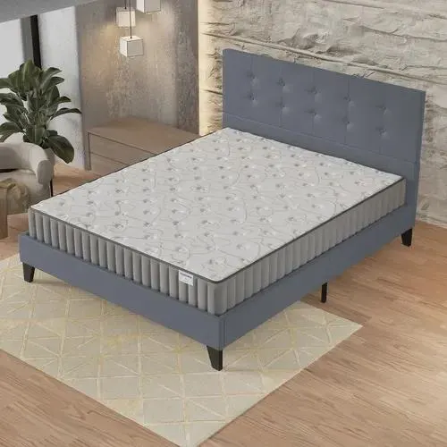 NOVEMBER SLEEP Ensemble 140x190 cm, Lit avec tête de lit + Matelas Mousse ép.16cm à mémoire de forme