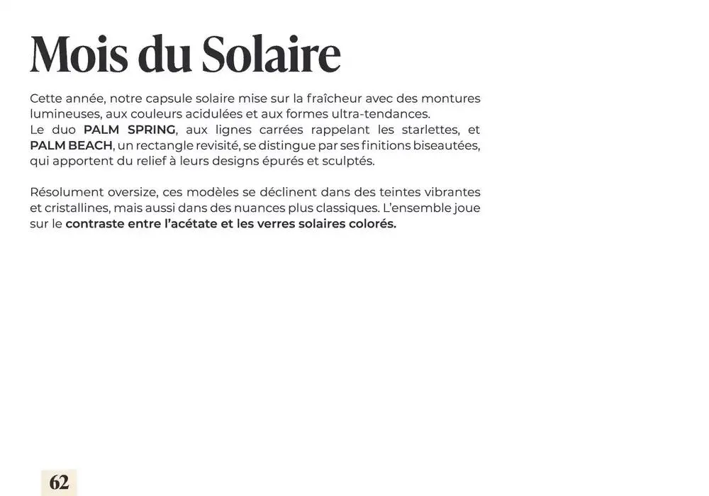 Lookbook Solaires 2025 du 19 février au 31 décembre 2025 - Catalogue page 61