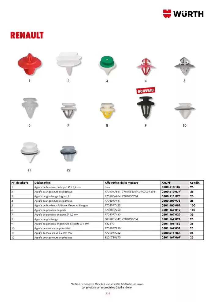 Agrafes de carrosserie du 21 janvier au 31 décembre 2025 - Catalogue page 72