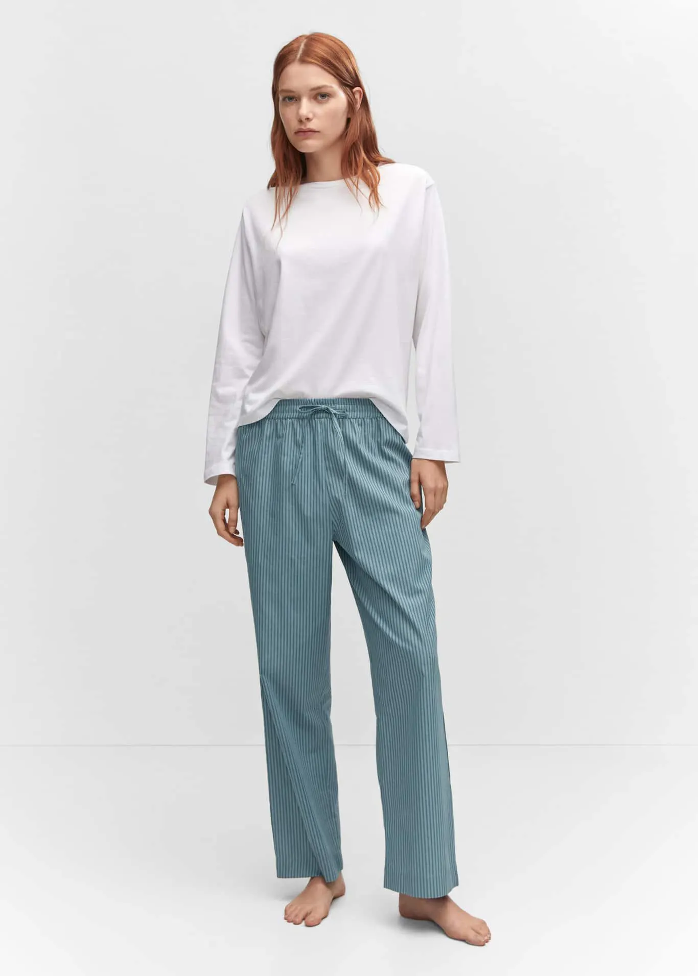 Pyjama long coton rayures