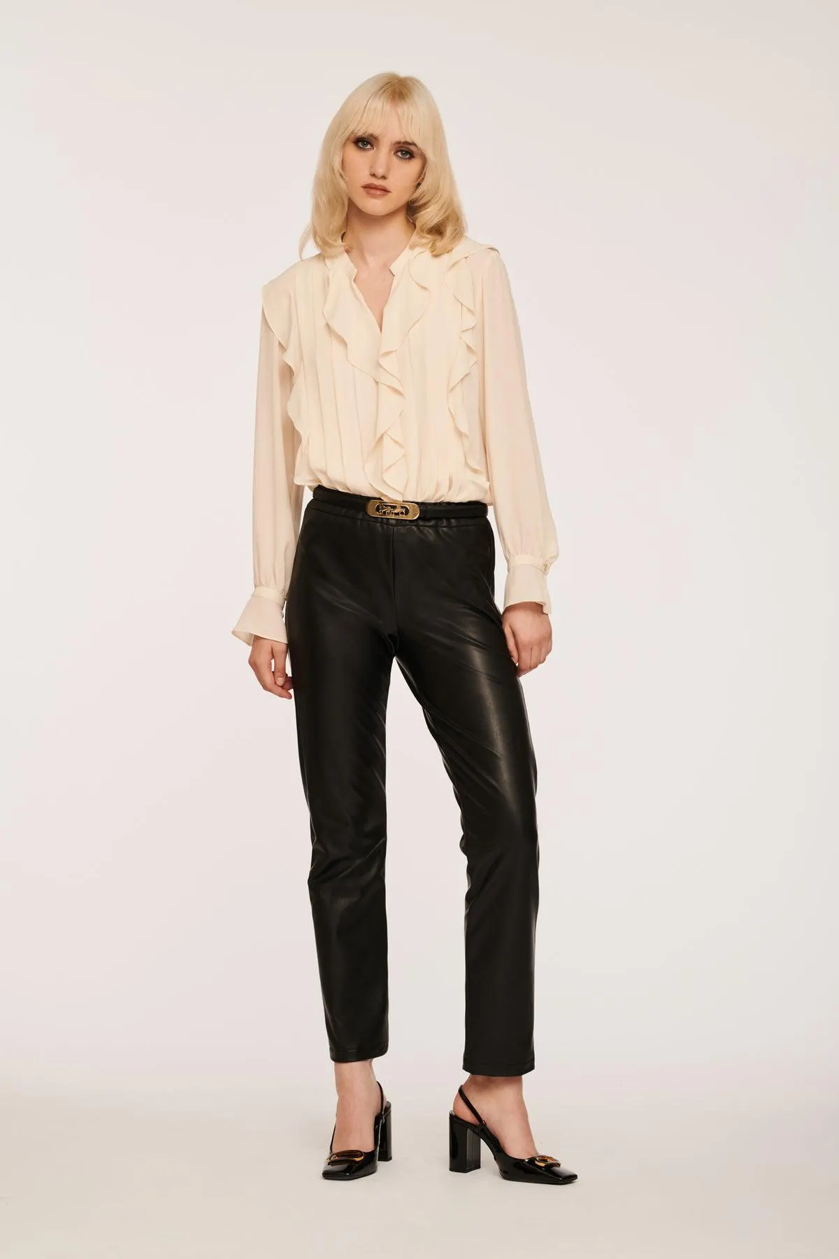 Blouse fluide volanté uni