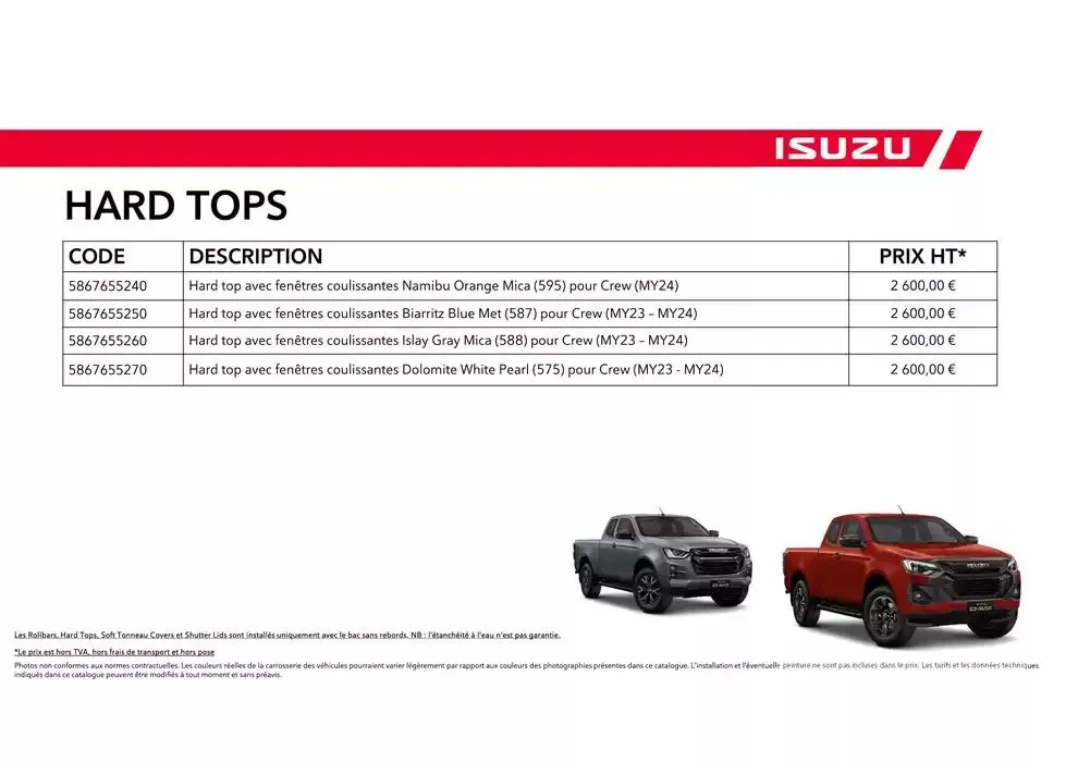 ISUZU SPACE N60B Accessoires du 15 octobre au 15 octobre 2025 - Catalogue page 10