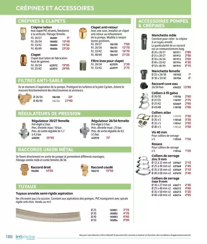 Les plaisir de l'eau Piscine,Spa,Arrosage du 10 mars au 31 décembre 2025 - Catalogue page 180