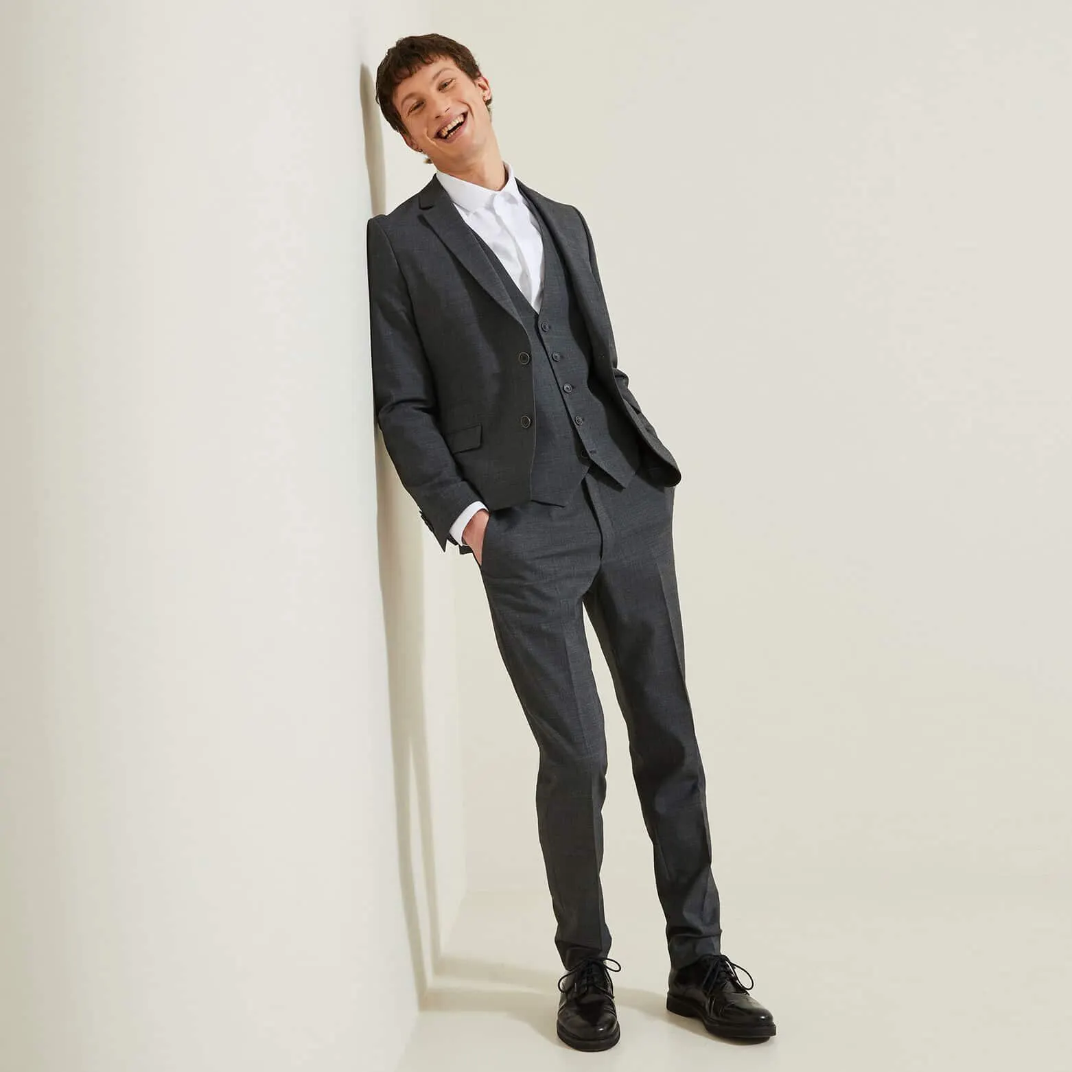 Costume 3 pièces slim bi-ton - Gris foncé