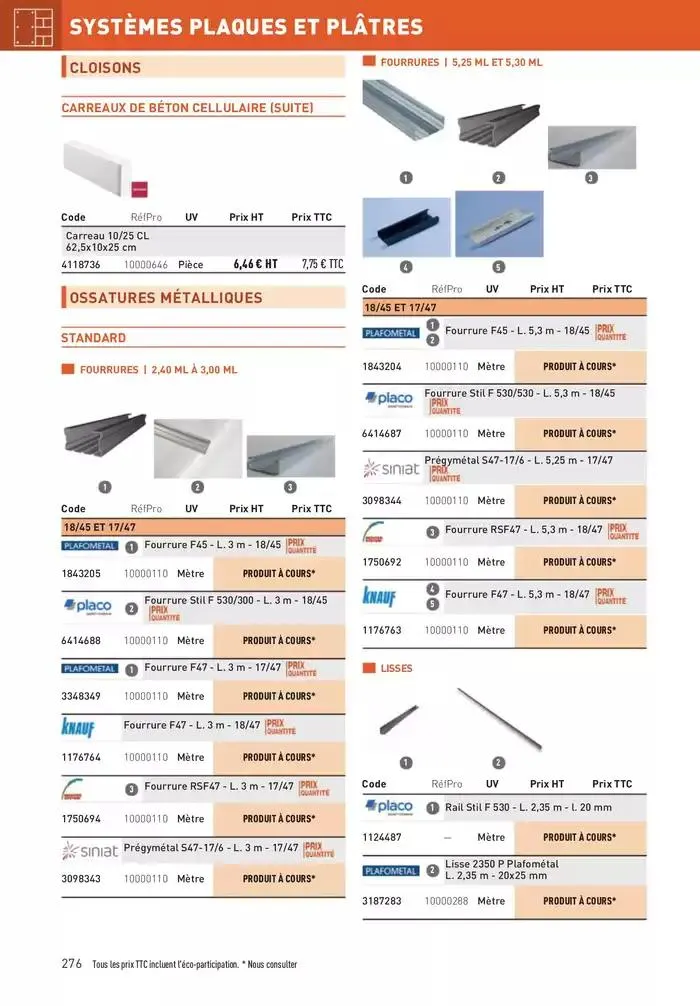 Matériaux 2025 du 1 janvier au 31 décembre 2025 - Catalogue page 276