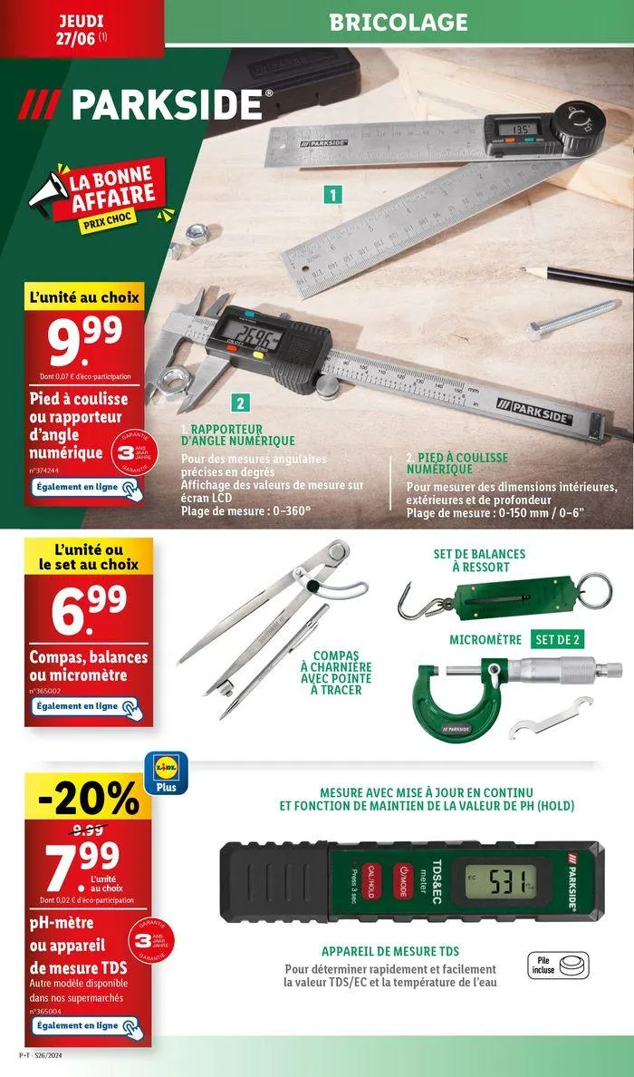 Retrouvez les offres Lidl de la semaine : bricolage, jardin et cuisine ! du 27 juin au 1 juillet 2024 - Catalogue page 20