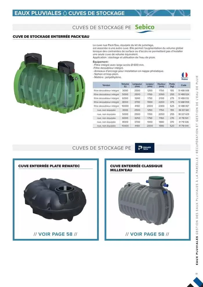 ASSAINISSEMENT NON COLLECTIF ET GESTION DES EAUX PLUVIALES du 4 mars au 31 décembre 2025 - Catalogue page 61