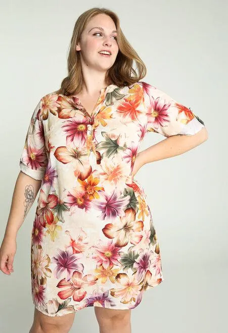 Robe tunique courte à motif floral