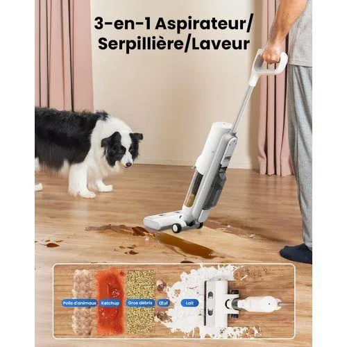 PROSCENIC Aspirateur balai laveur F10 PRO, Aspirateur laveur sans fil 3 en 1, Auto nettoyage
