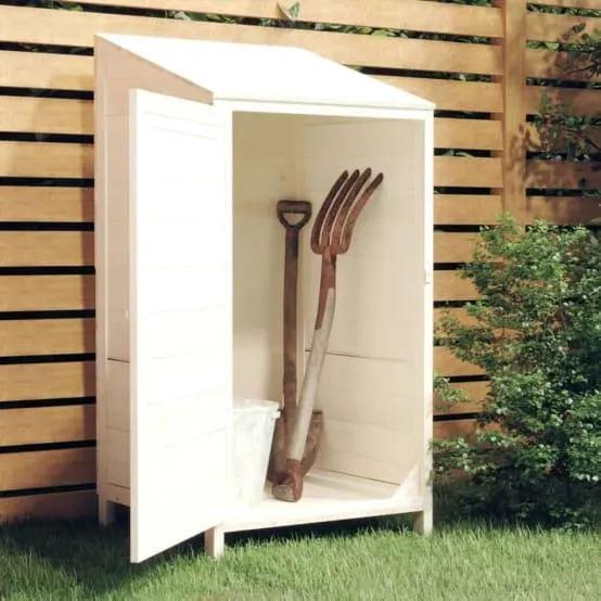 Petite armoire de jardin en bois de sapin massif rangement outils Blanc – ComfortXL Outdoor Living