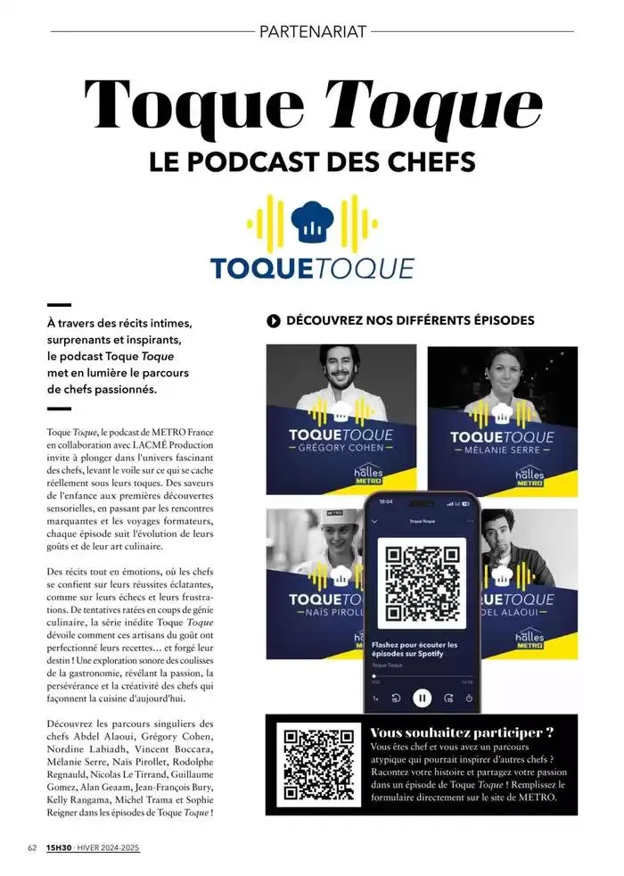 Metro Magazine 15h30 N°12 du 16 décembre au 30 avril 2025 - Catalogue page 58