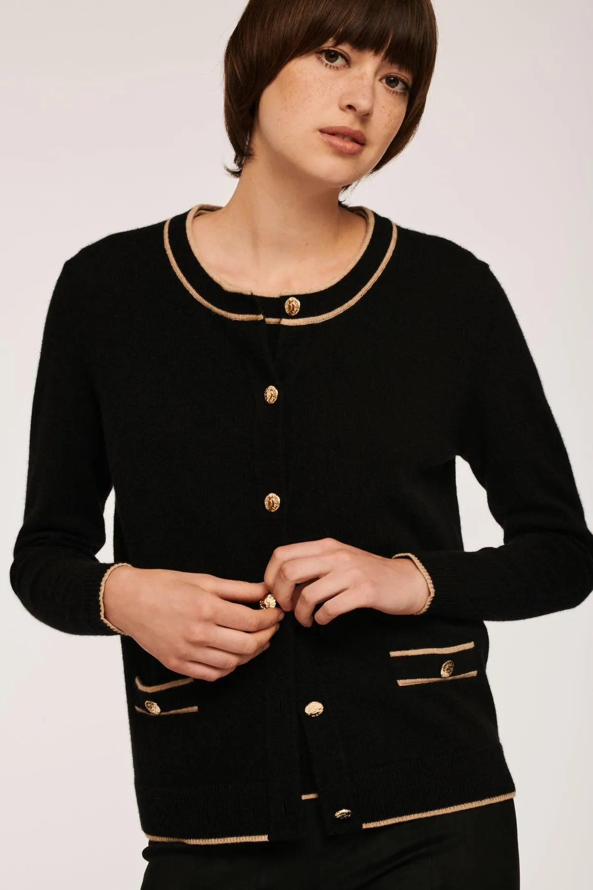 Cardigan bi-color en cachemire