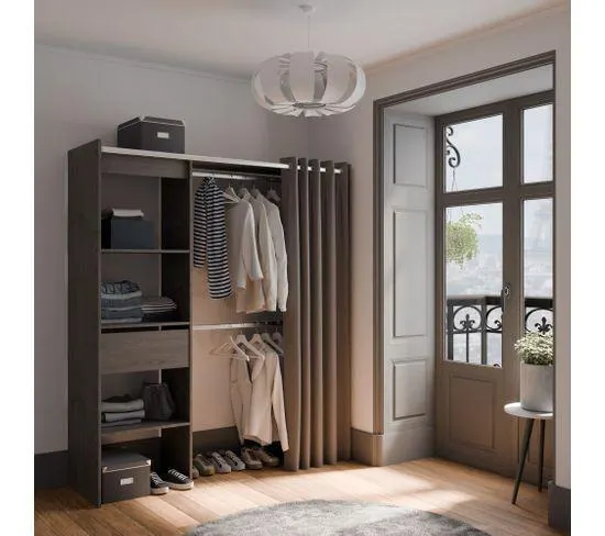 Armoire dressing extensible MOKA imitation chêne foncé