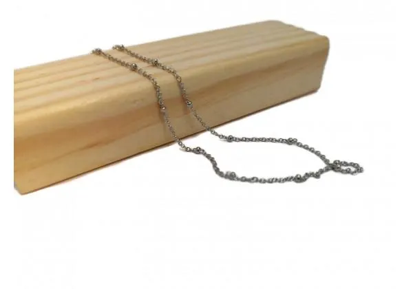 10 M - Chaîne Maille Forçat avec Boules en Acier Inoxydable - Dim. : 1 x 1,5 mm - Couleur Argent