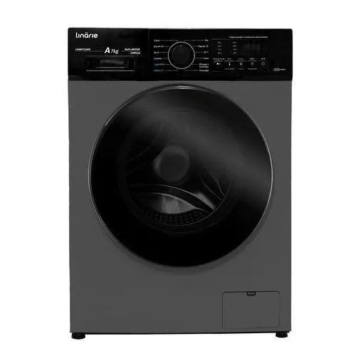 LINARIE Lave-linge Hublot Linarie Lswm712sb Gris Geney 7kg 1200 Tours Moteur Induction 12 Programmes