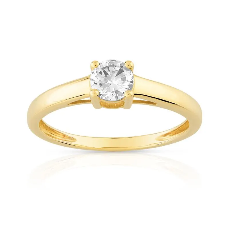 Bague solitaire or 750 jaune diamant 40/100e de carat